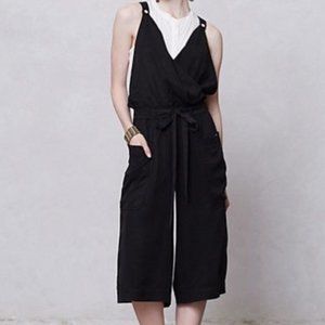 Anthro Elevenses Tencel Black Cropped Jumpsuit, 10